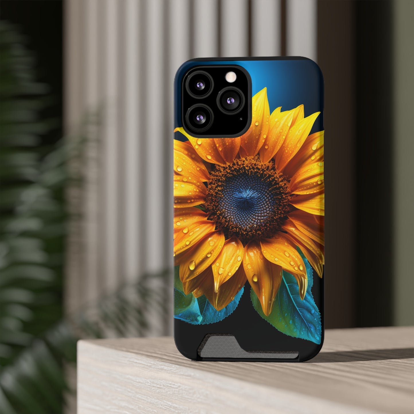 Stardust Divine Design Sunflower Phone Case With Card Holder