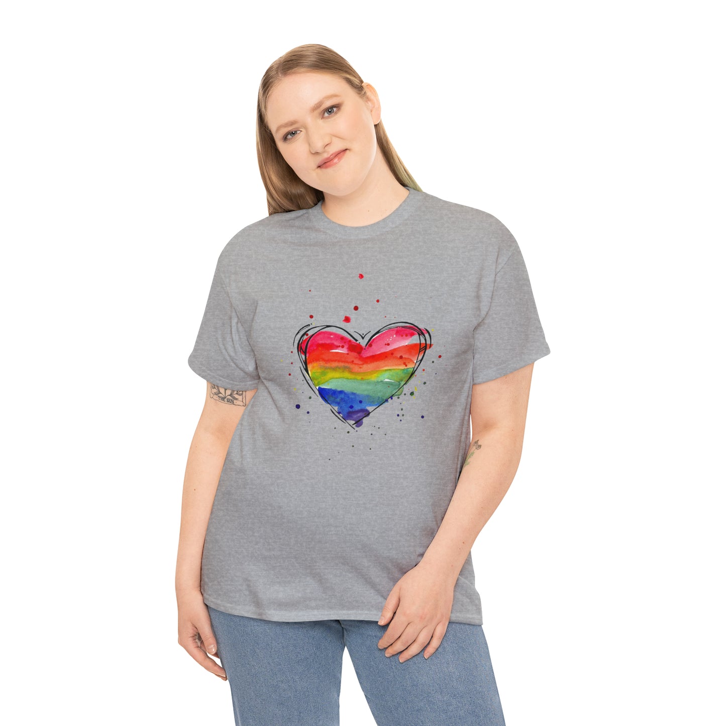 Rainbow Heart Unisex Heavy Cotton Tee