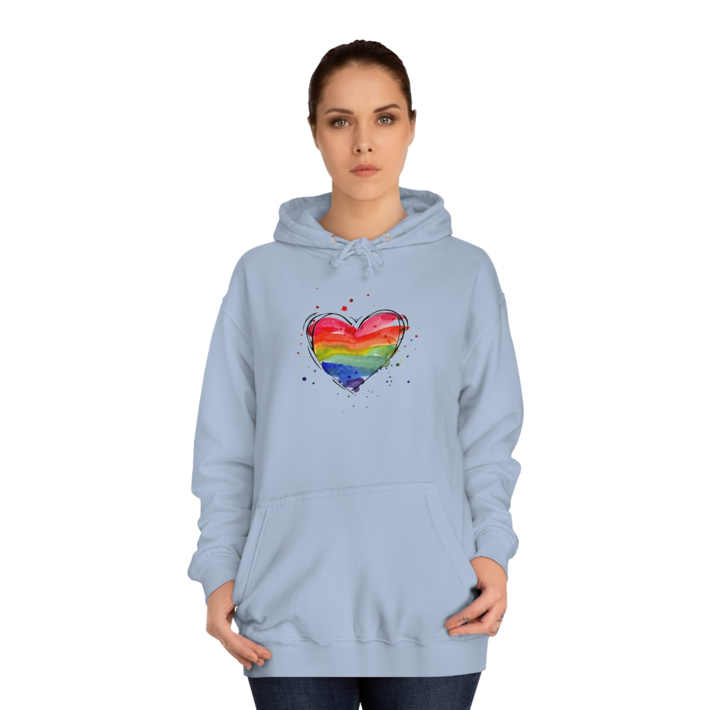 Rainbow Heart Unisex College Hoodie