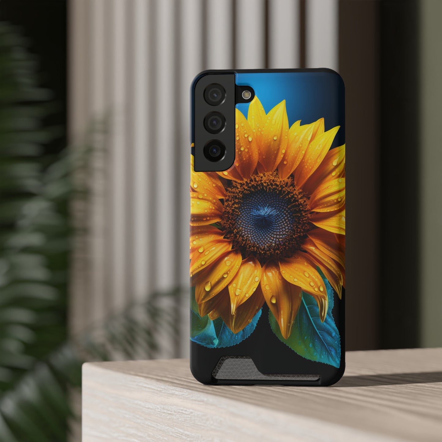 Stardust Divine Design Sunflower Phone Case With Card Holder