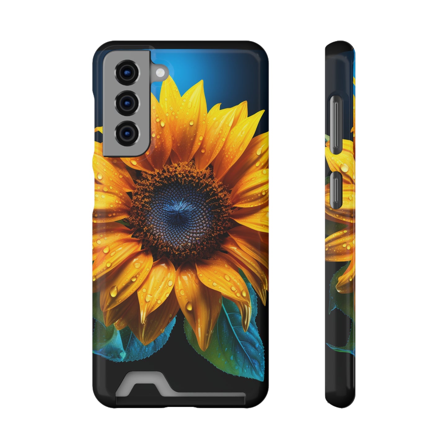 Stardust Divine Design Sunflower Phone Case With Card Holder