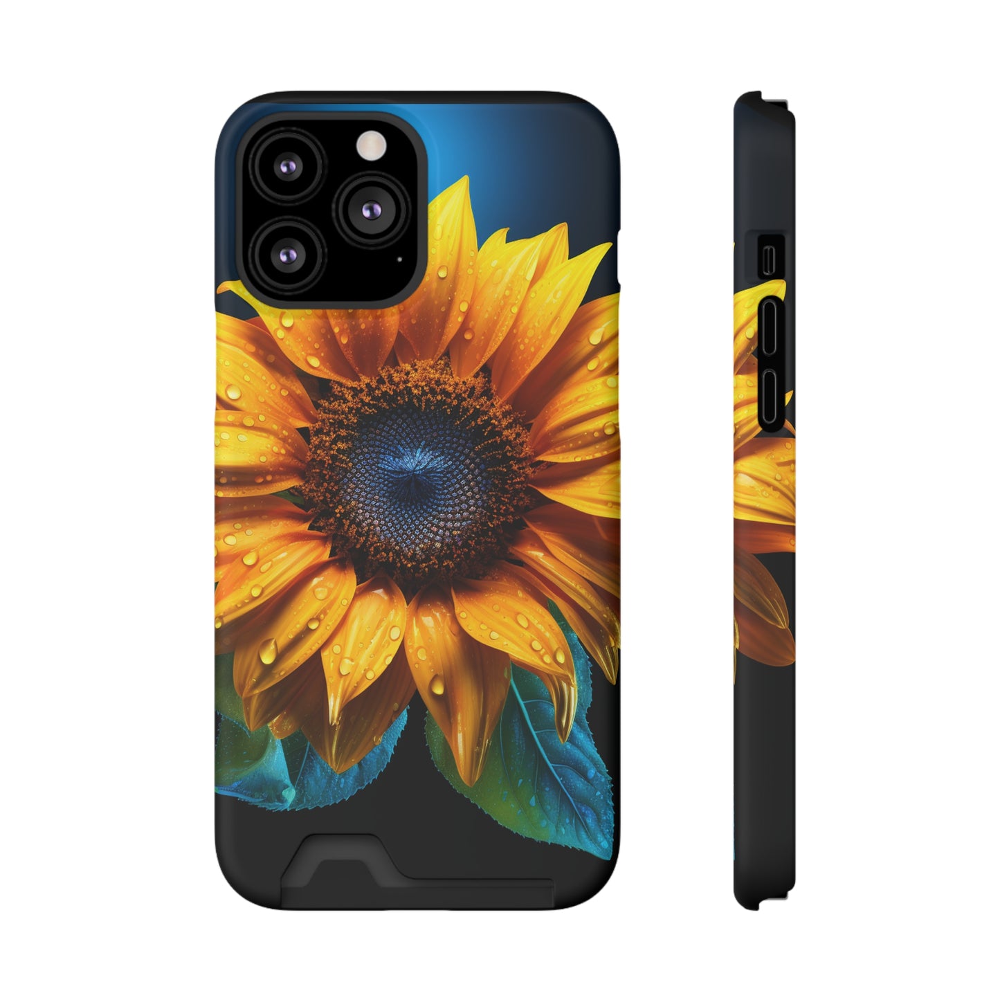 Stardust Divine Design Sunflower Phone Case With Card Holder