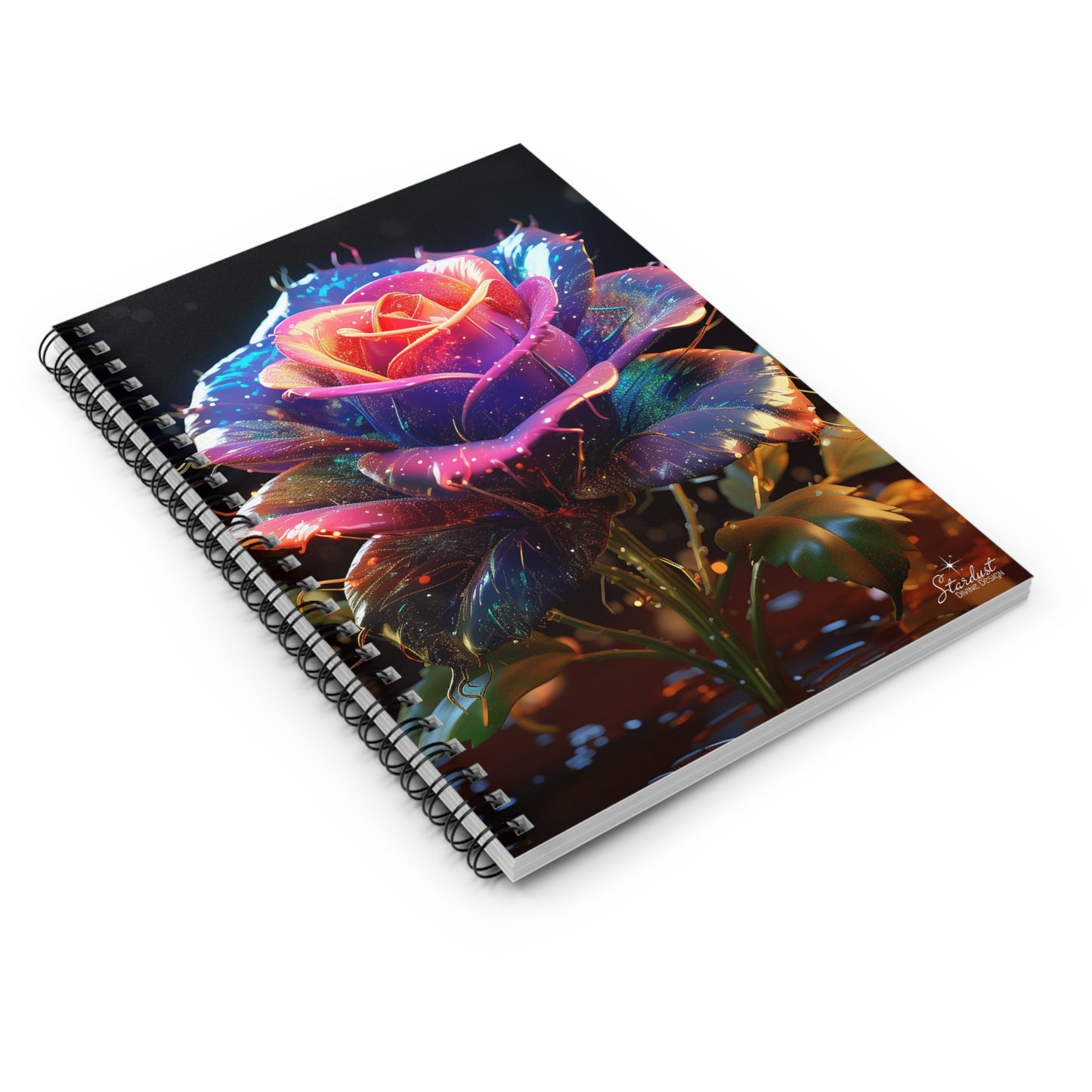 Rose Spiral Notebook - Ruled Line - Stardust Divine Design