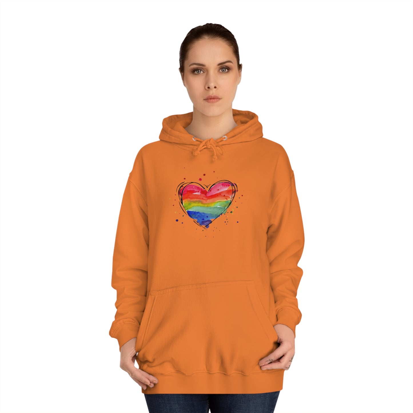 Rainbow Heart Unisex College Hoodie