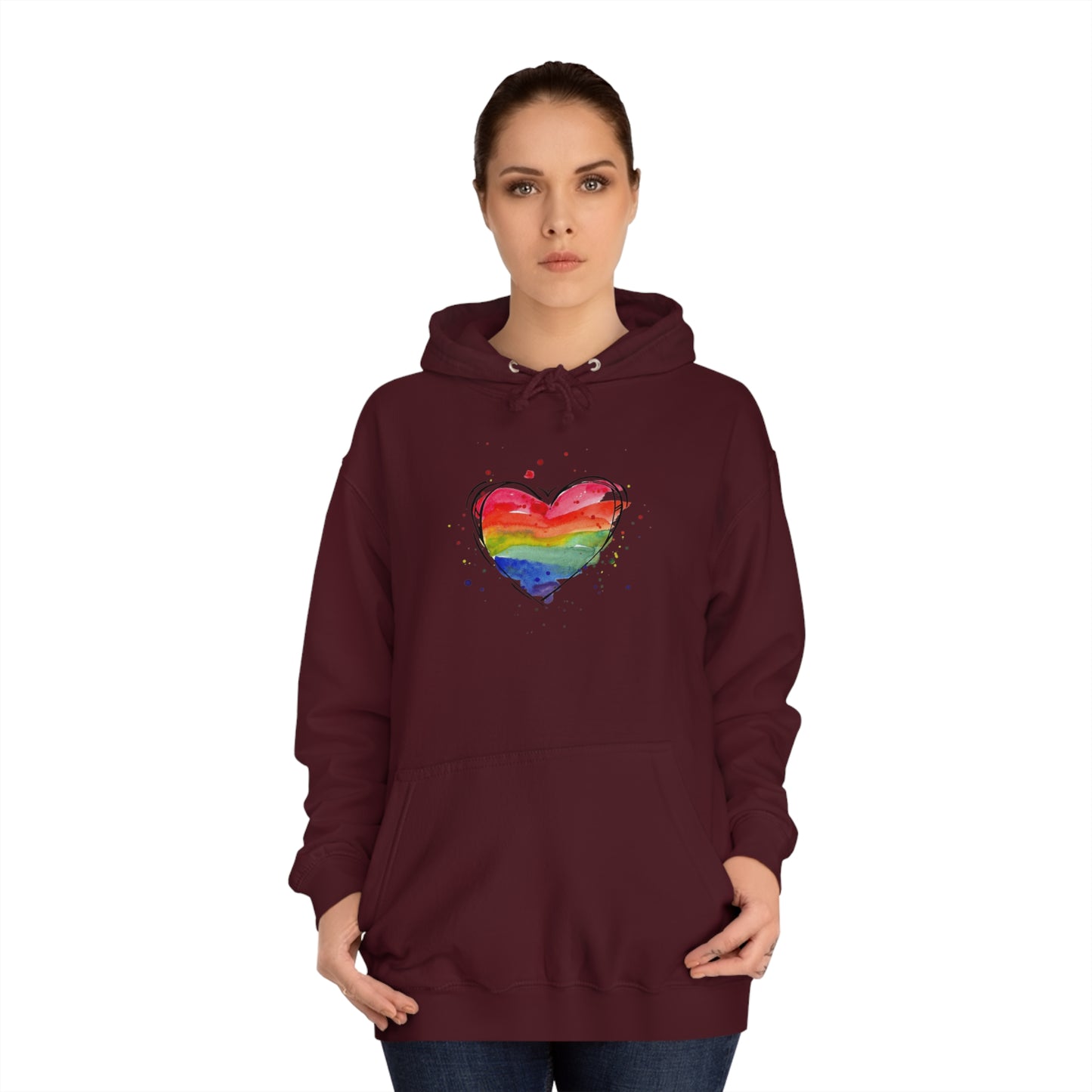 Rainbow Heart Unisex College Hoodie