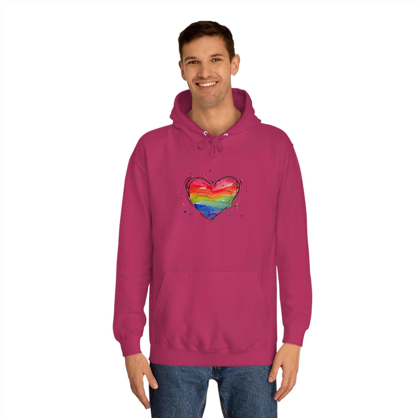 Rainbow Heart Unisex College Hoodie