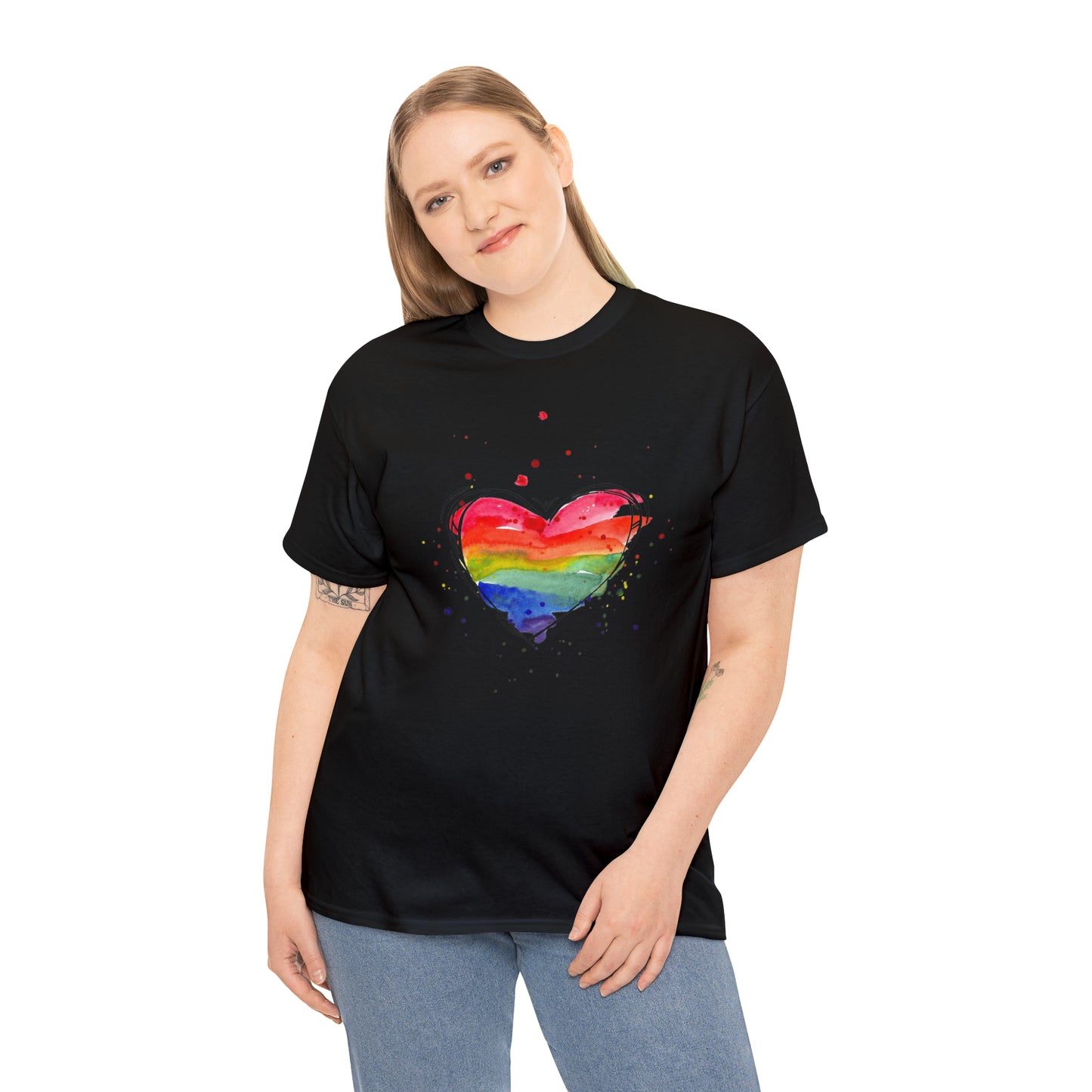 Rainbow Heart Unisex Heavy Cotton Tee