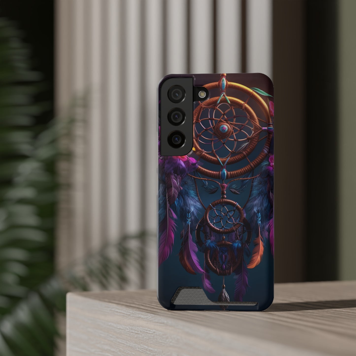 Dreamcatcher Phone Case With Card Holder - Stardust Divine Design