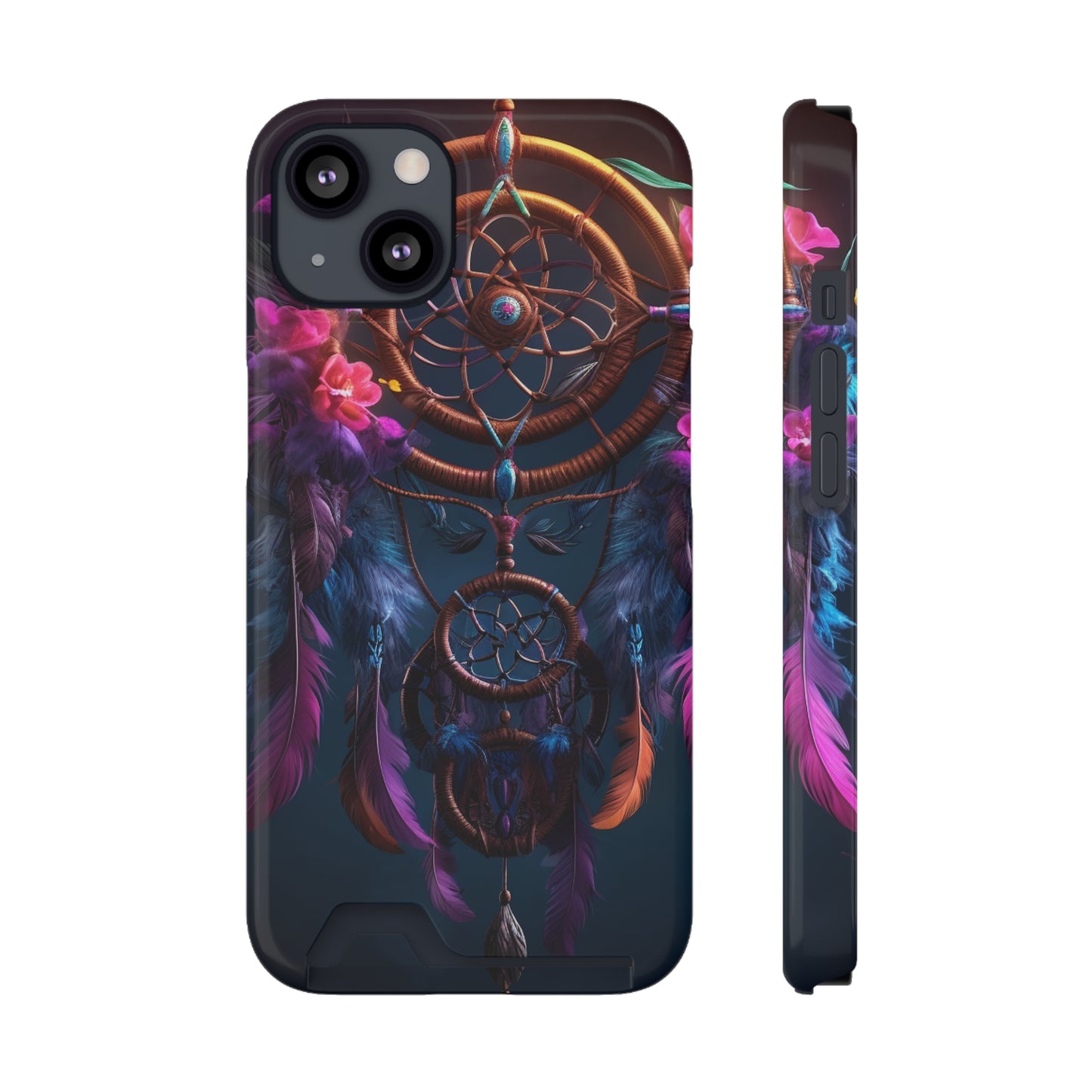 Dreamcatcher Phone Case With Card Holder - Stardust Divine Design