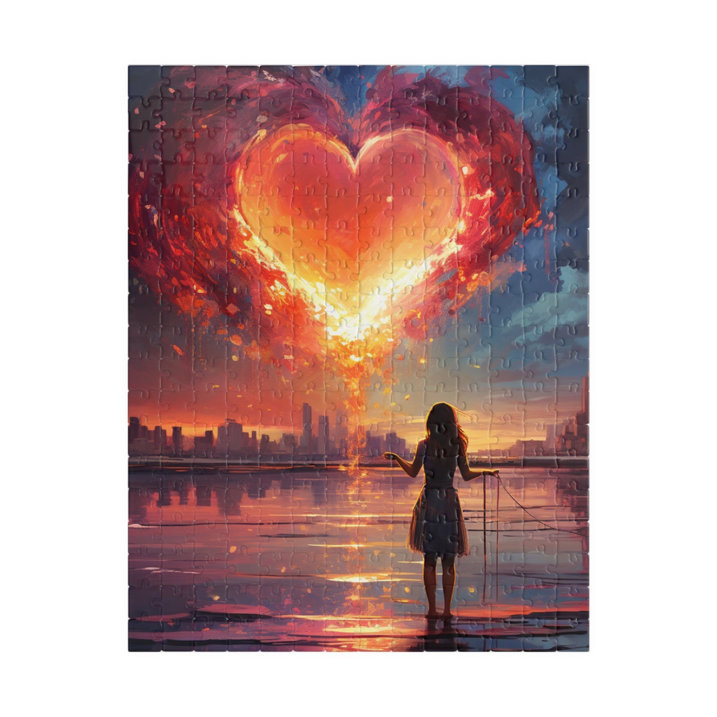 Water, heart cloud with girl