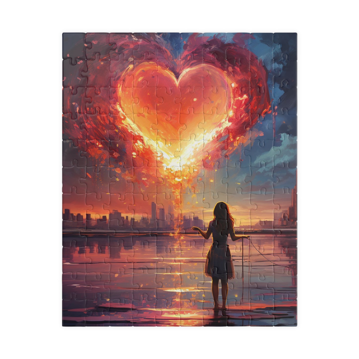 Water, heart cloud with girl