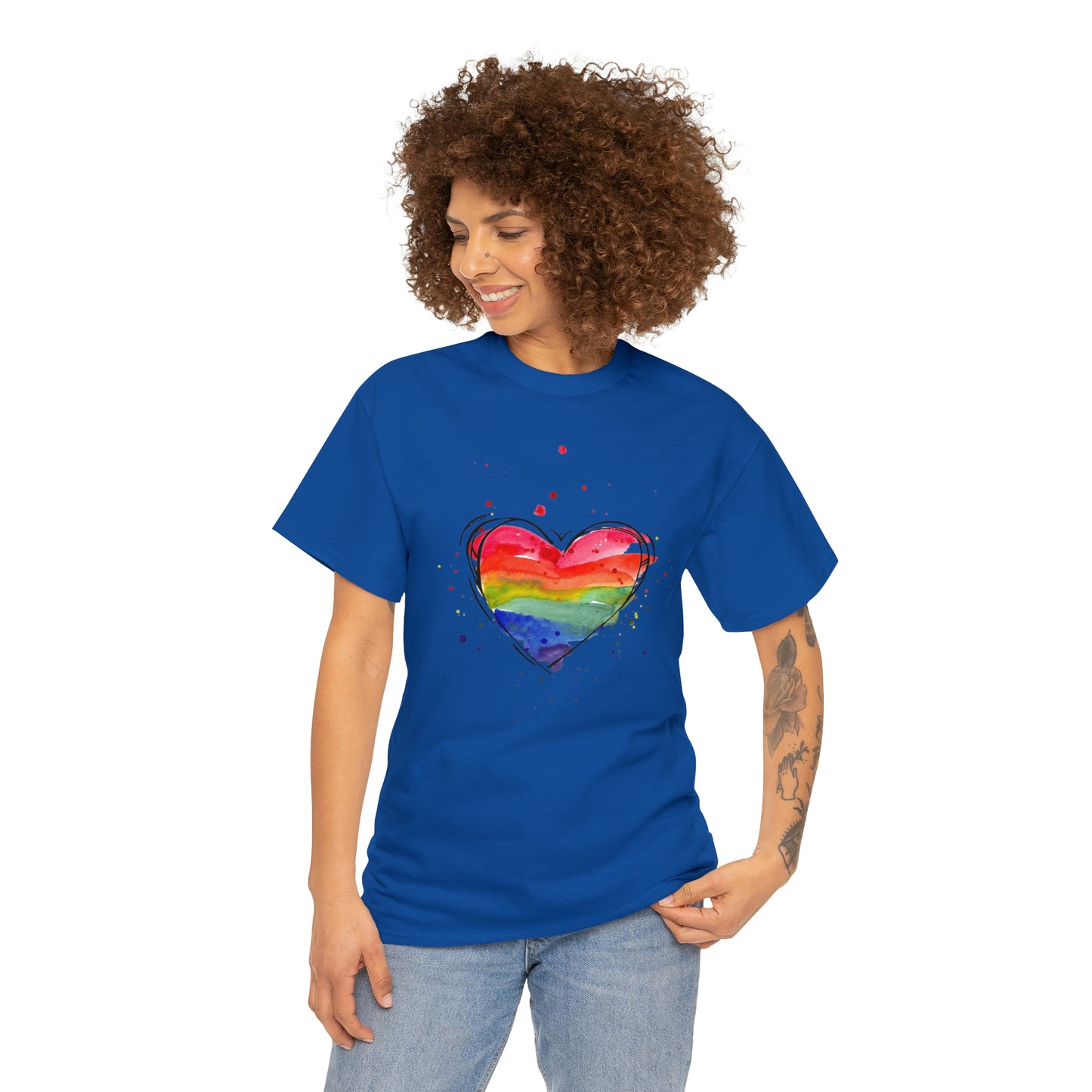 Rainbow Heart Unisex Heavy Cotton Tee