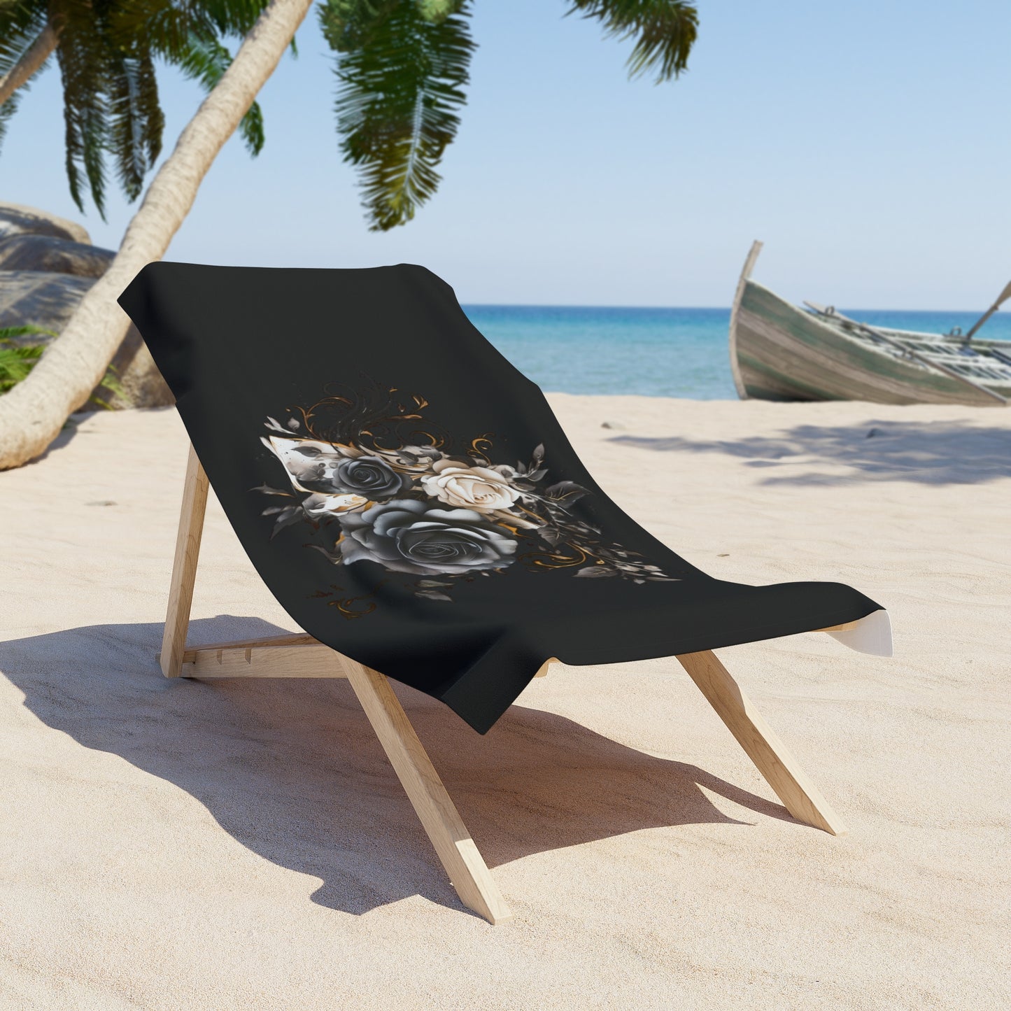 Blk Roses Beach Towel