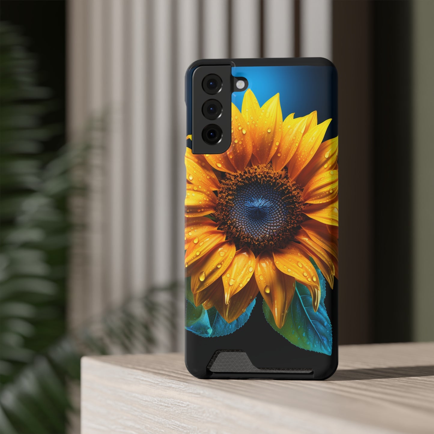 Stardust Divine Design Sunflower Phone Case With Card Holder