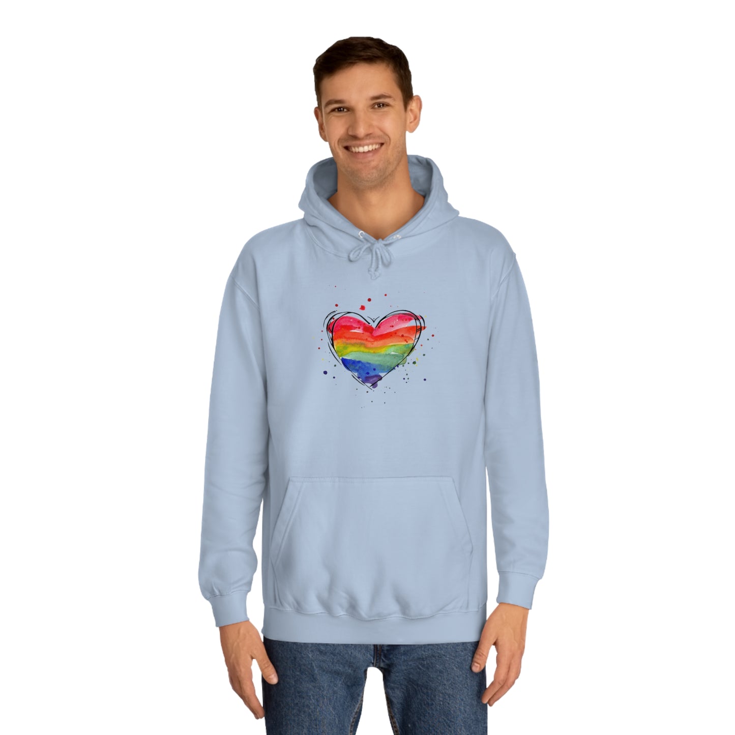 Rainbow Heart Unisex College Hoodie