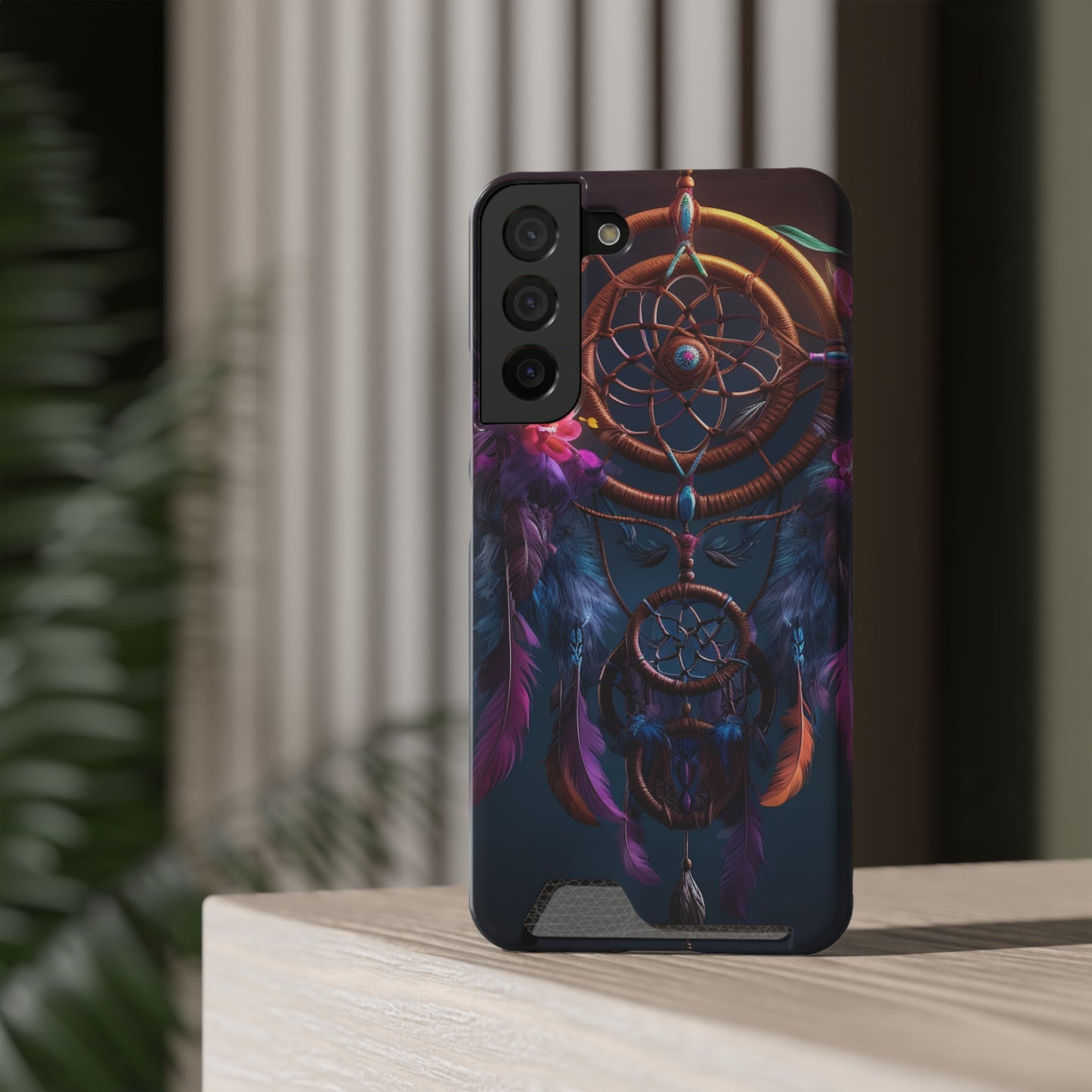 Dreamcatcher Phone Case With Card Holder - Stardust Divine Design