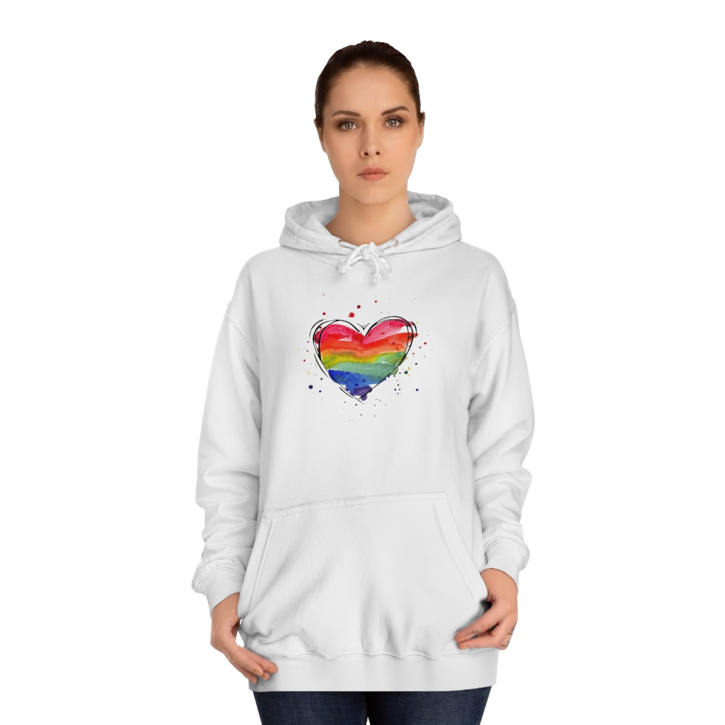 Rainbow Heart Unisex College Hoodie