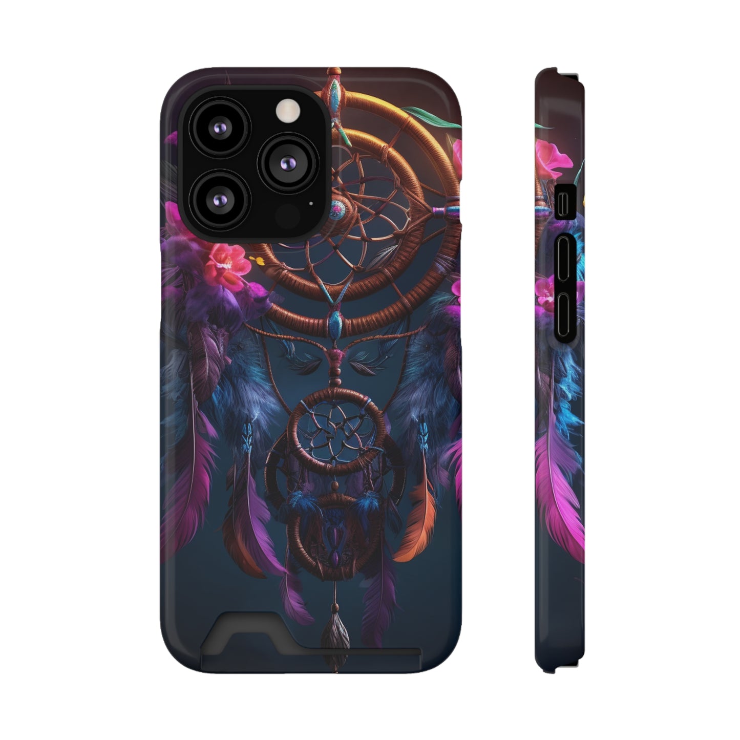 Dreamcatcher Phone Case With Card Holder - Stardust Divine Design