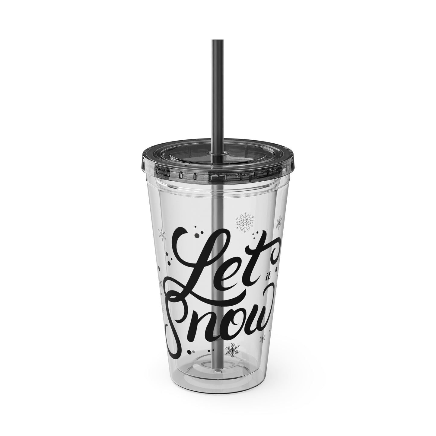 Let it Snow Tumbler with Straw, 16oz - Stardust Divine Design