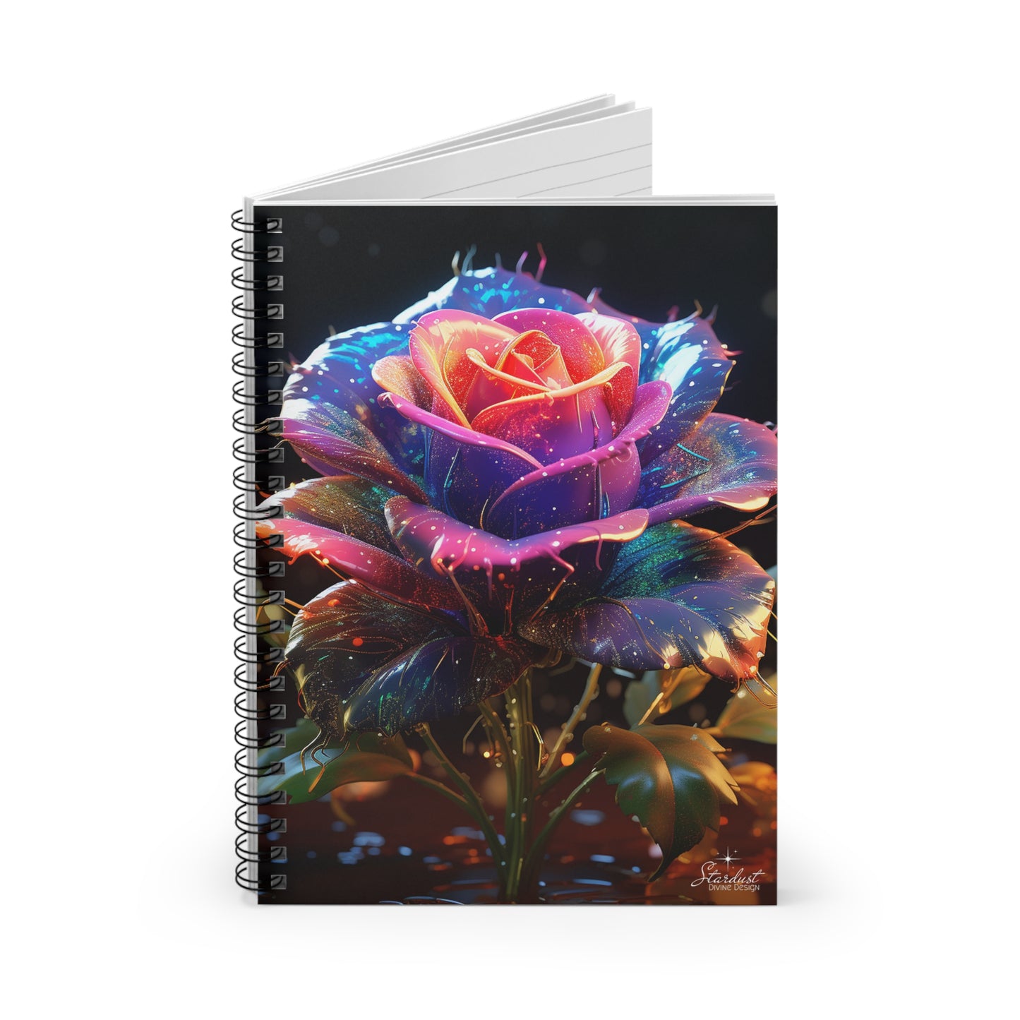 Rose Spiral Notebook - Ruled Line - Stardust Divine Design