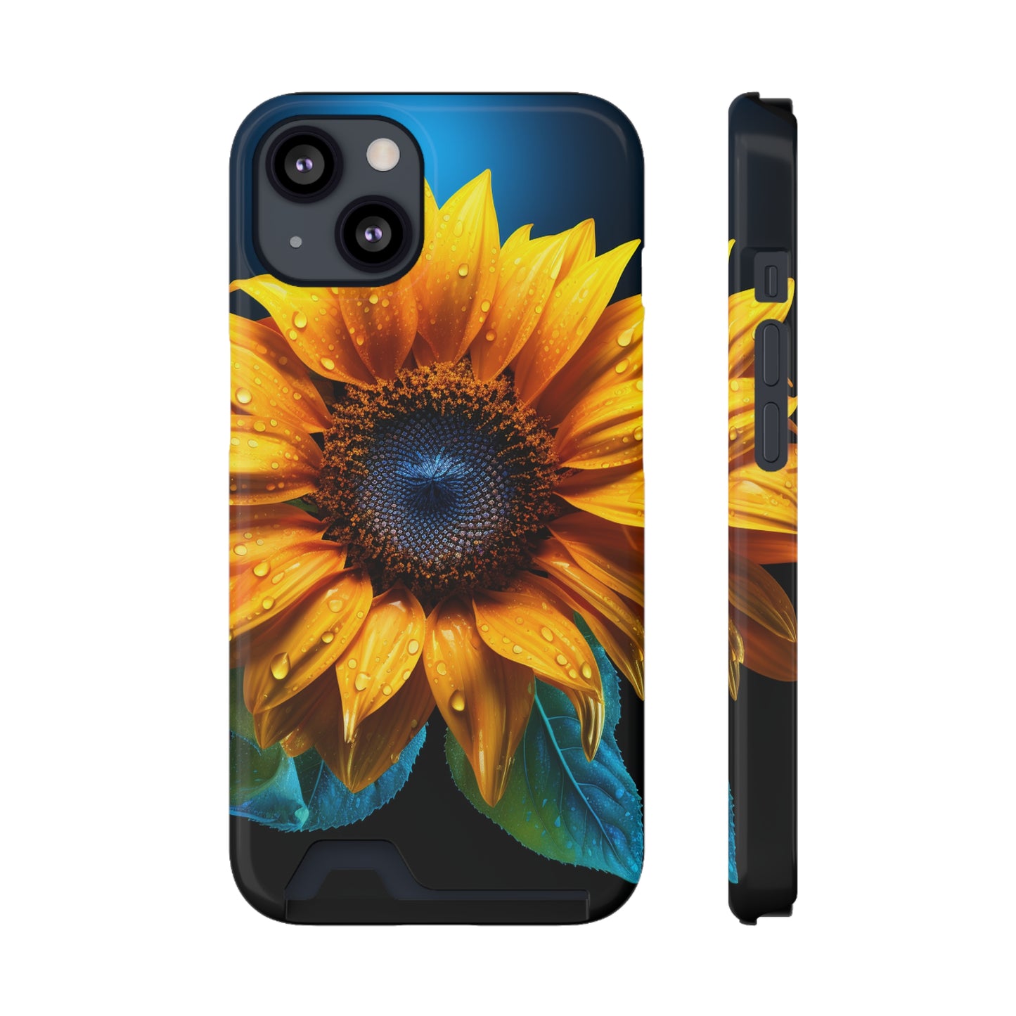 Stardust Divine Design Sunflower Phone Case With Card Holder