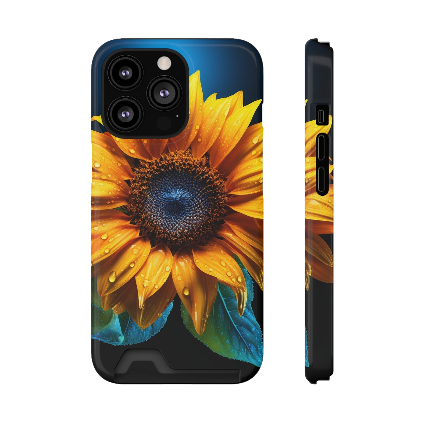 Stardust Divine Design Sunflower Phone Case With Card Holder