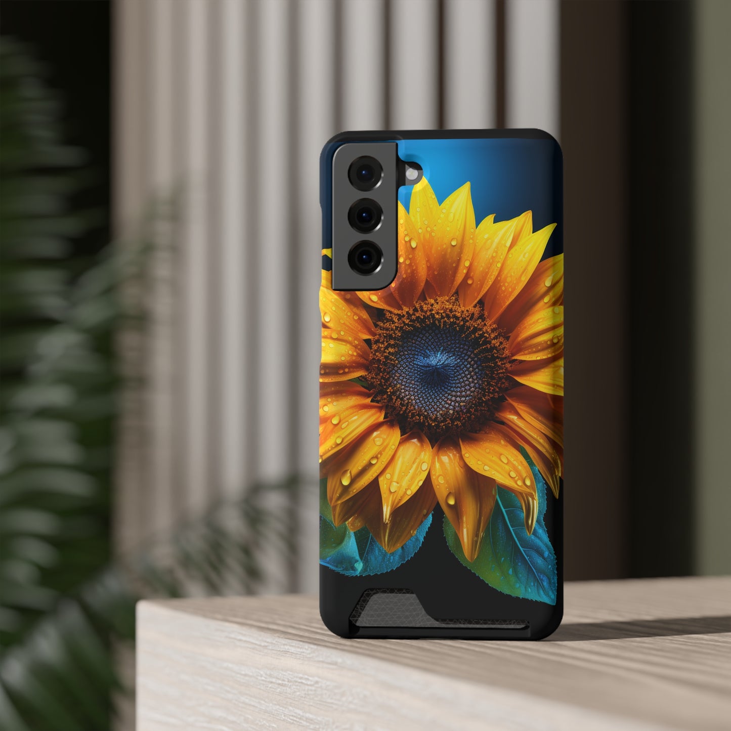 Stardust Divine Design Sunflower Phone Case With Card Holder