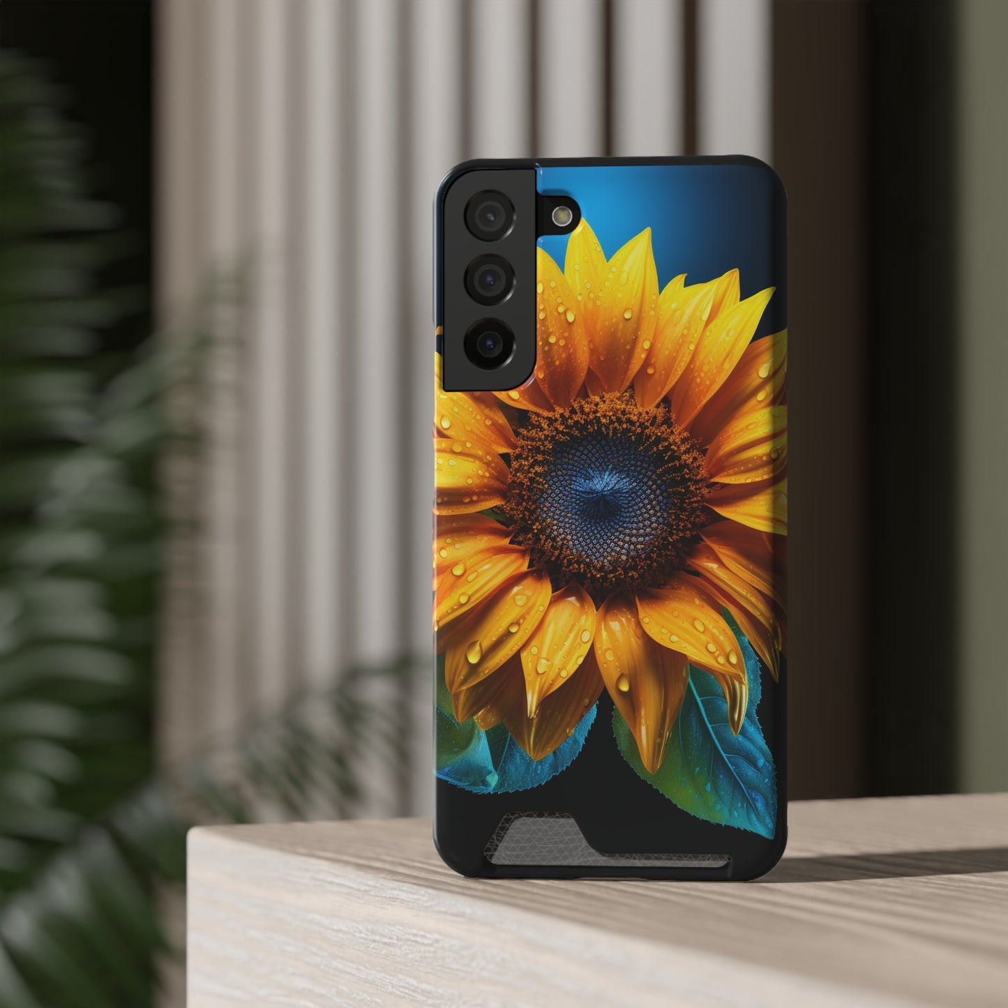 Stardust Divine Design Sunflower Phone Case With Card Holder