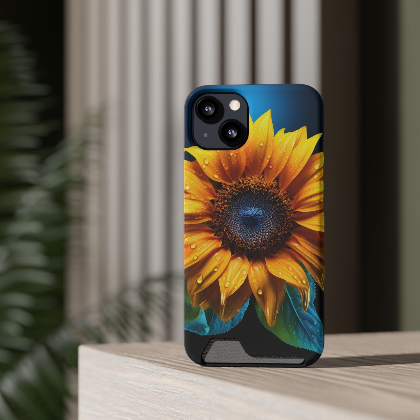 Stardust Divine Design Sunflower Phone Case With Card Holder