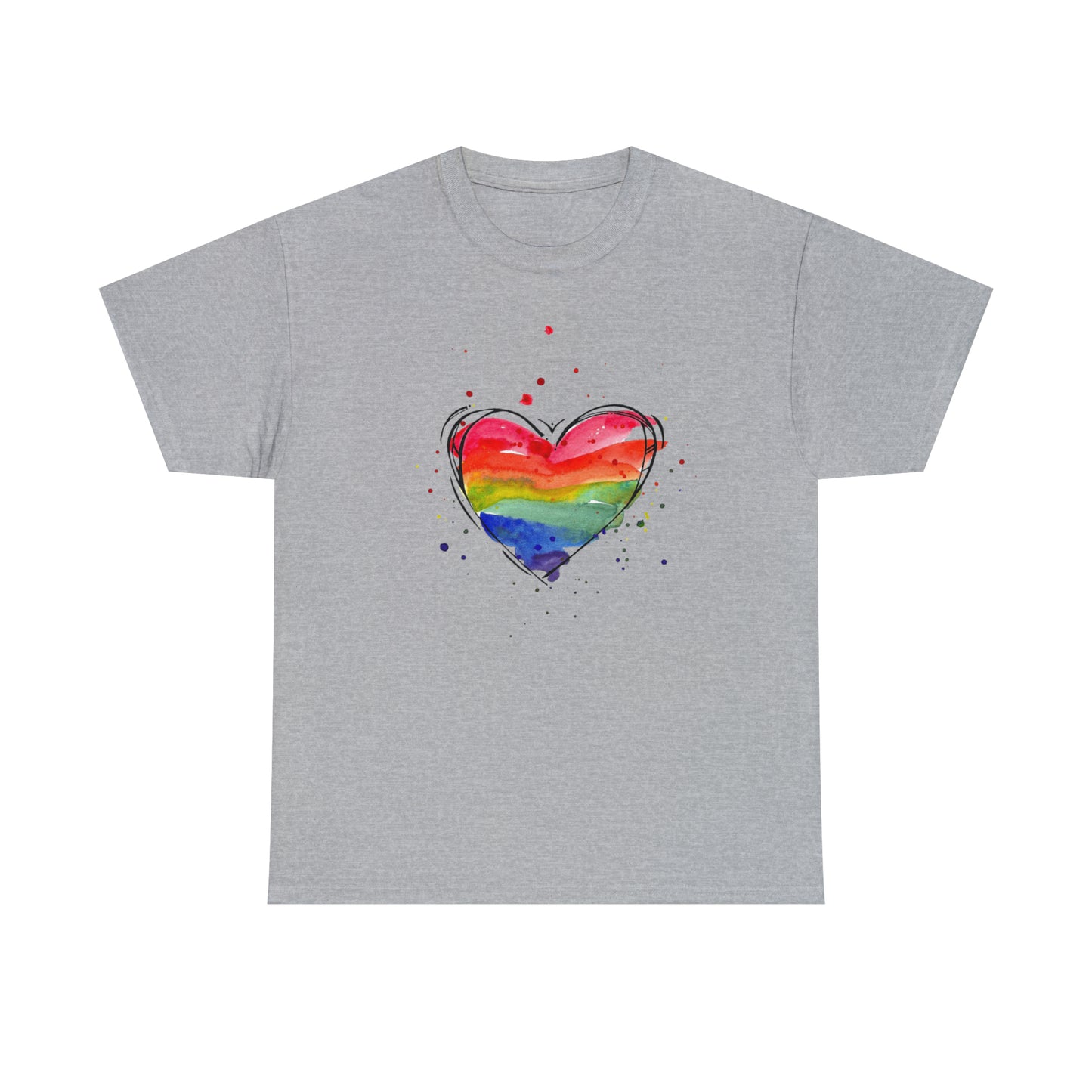 Rainbow Heart Unisex Heavy Cotton Tee