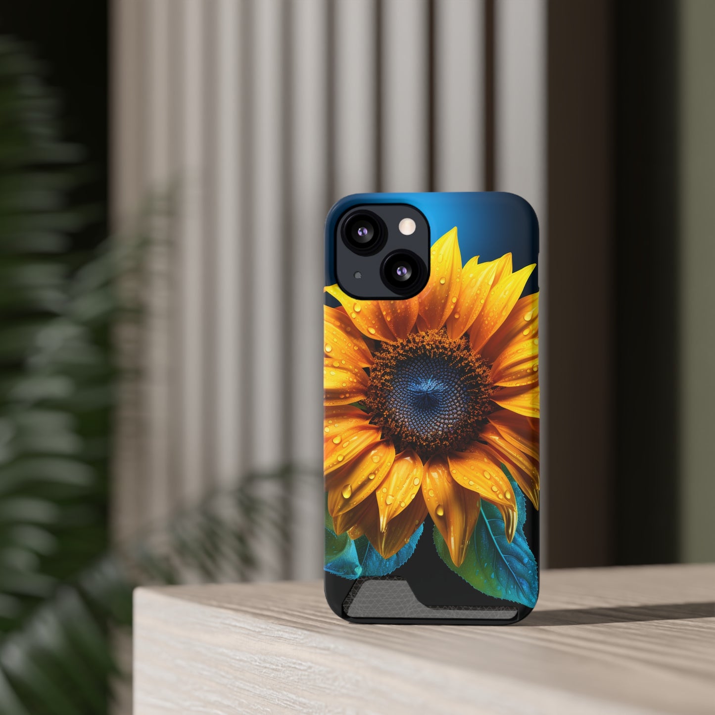 Stardust Divine Design Sunflower Phone Case With Card Holder