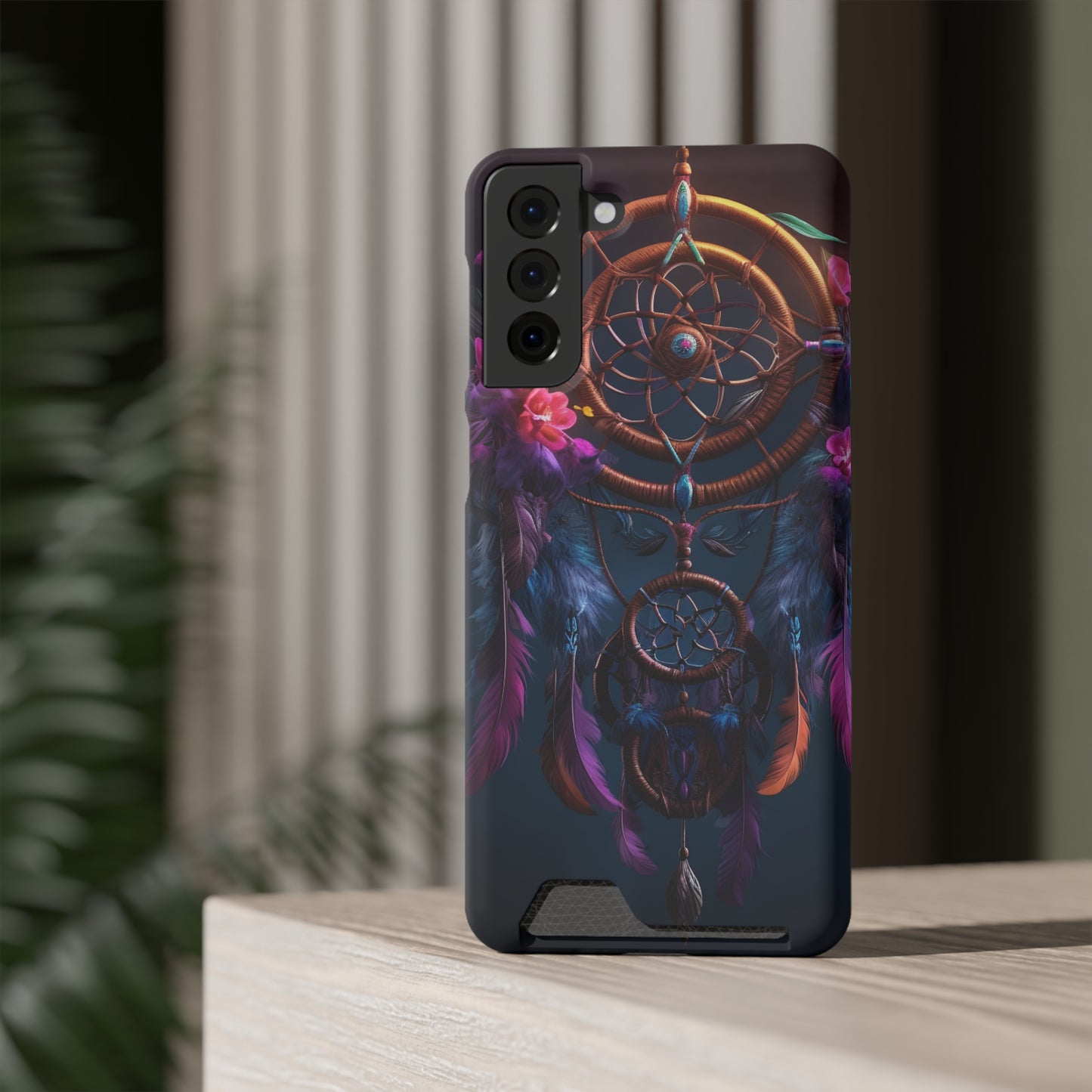 Dreamcatcher Phone Case With Card Holder - Stardust Divine Design