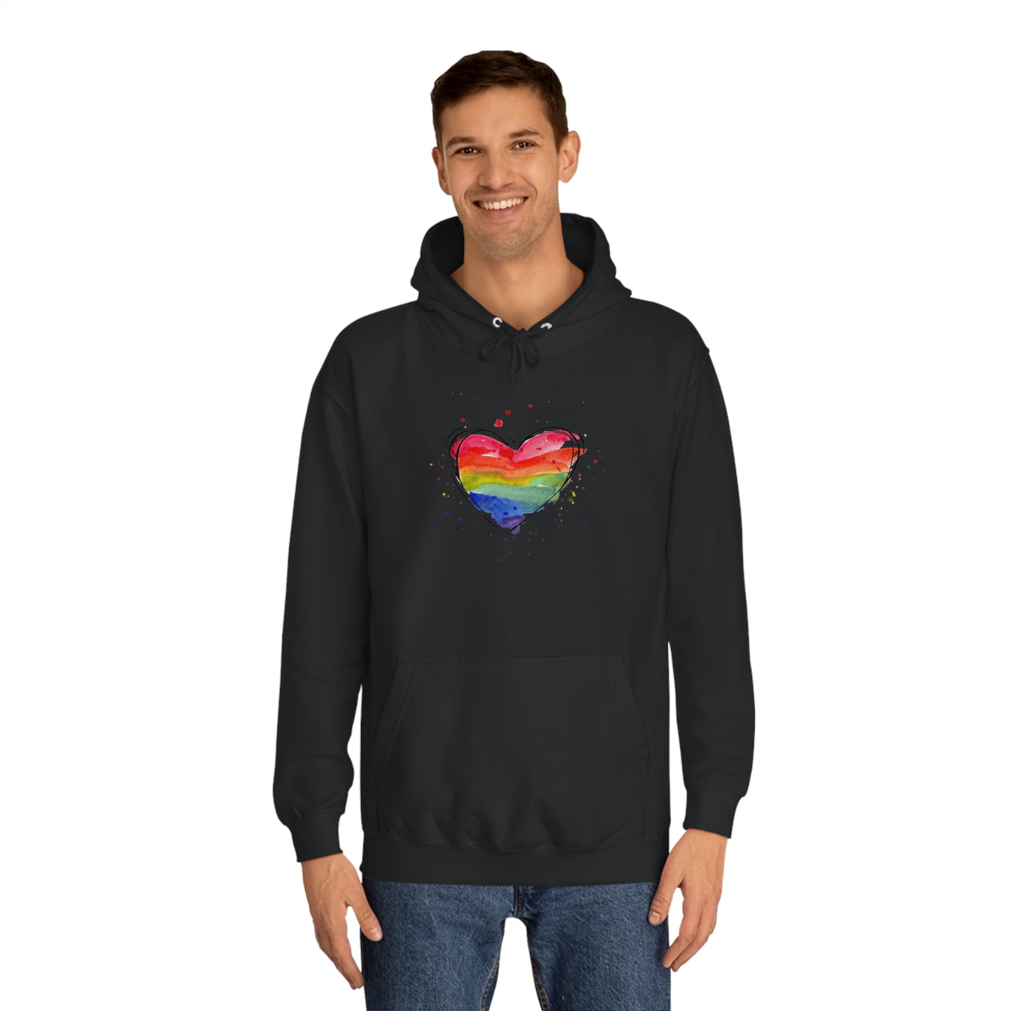 Rainbow Heart Unisex College Hoodie