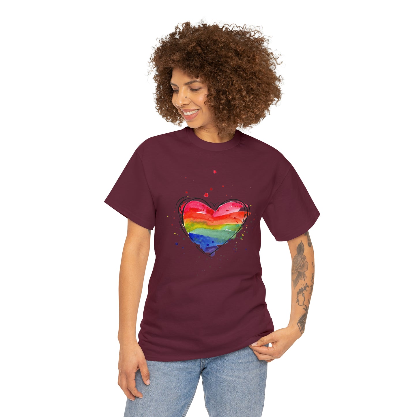 Rainbow Heart Unisex Heavy Cotton Tee