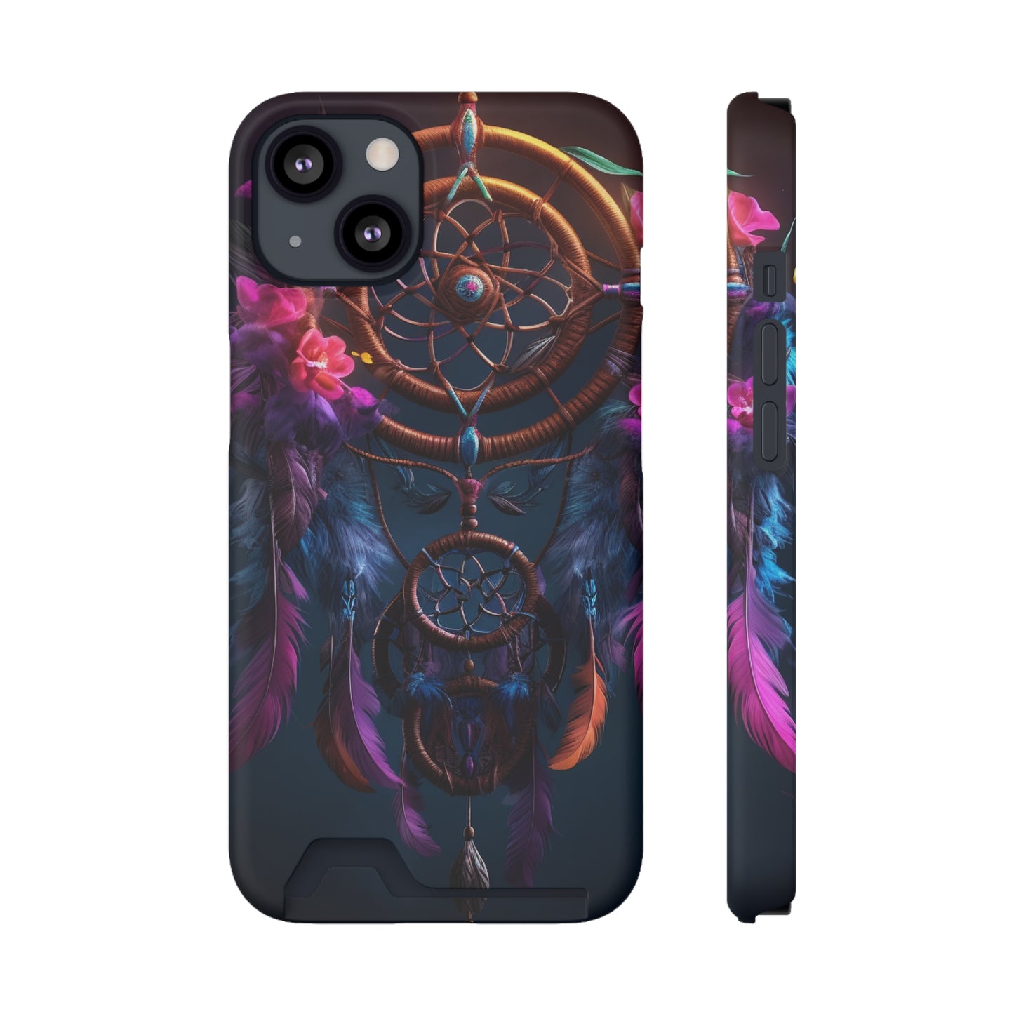 Dreamcatcher Phone Case With Card Holder - Stardust Divine Design