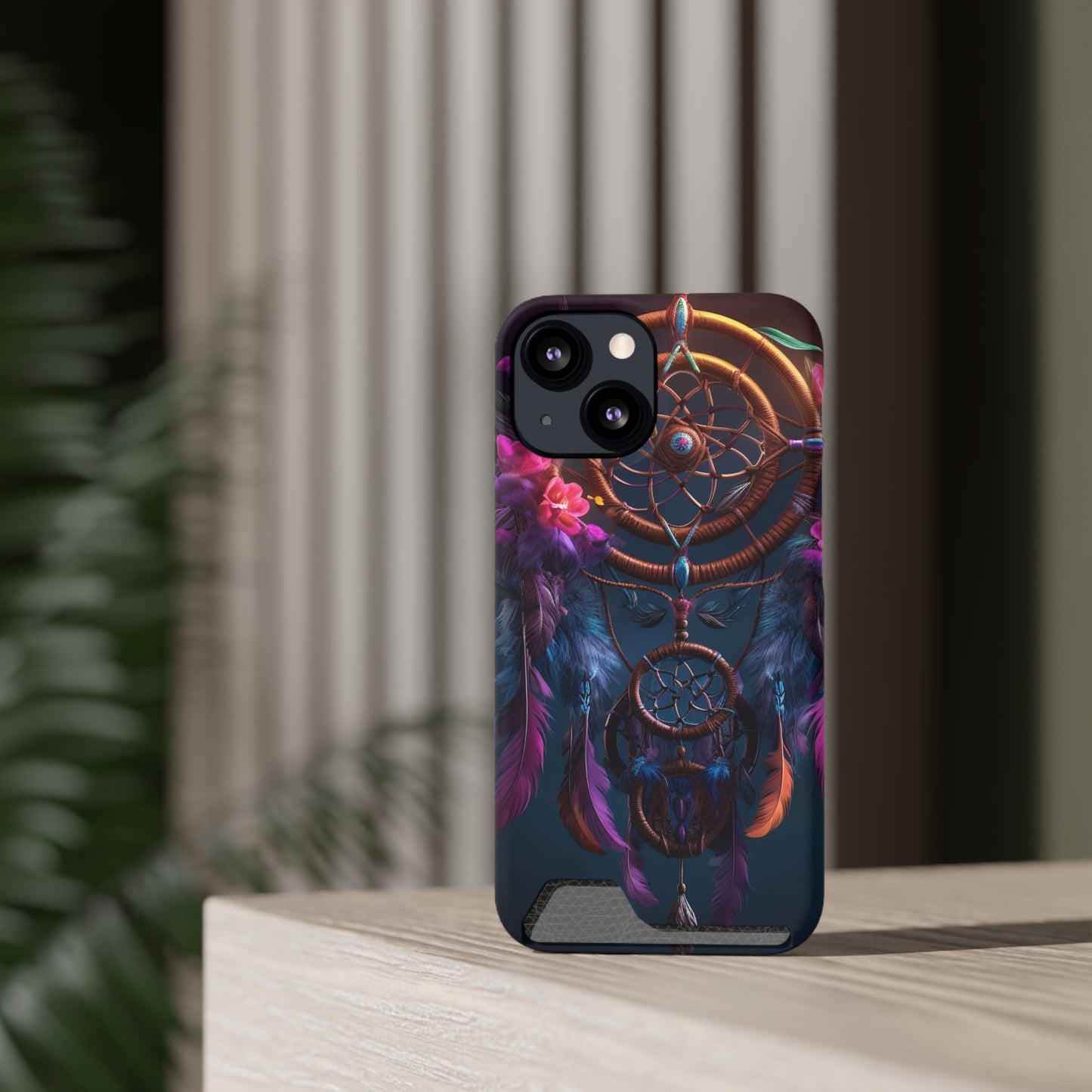 Dreamcatcher Phone Case With Card Holder - Stardust Divine Design