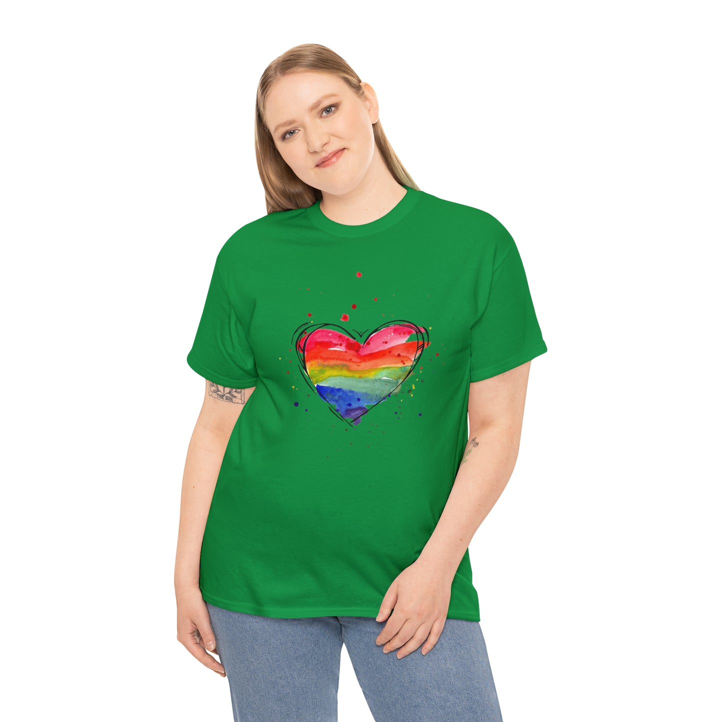 Rainbow Heart Unisex Heavy Cotton Tee