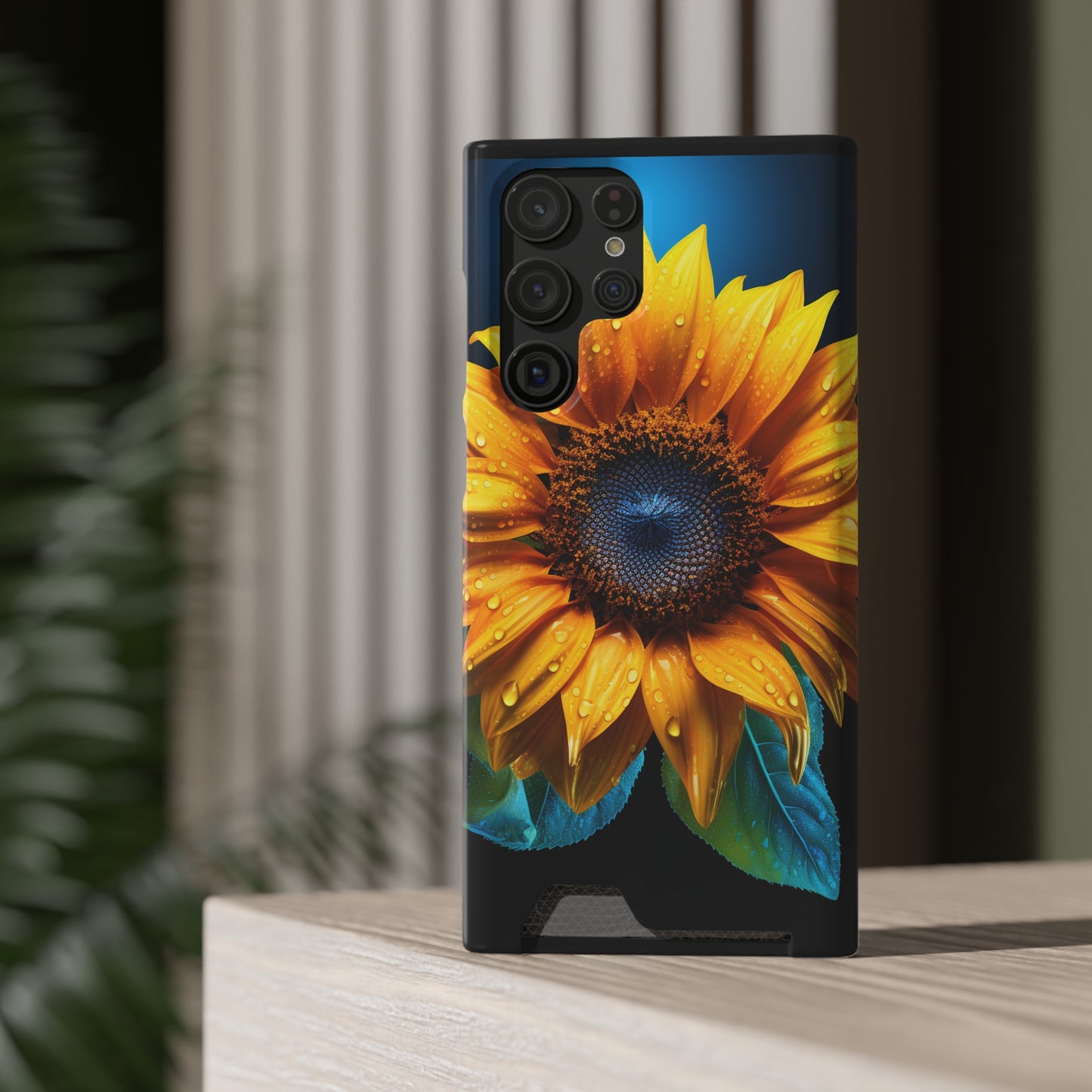 Stardust Divine Design Sunflower Phone Case With Card Holder