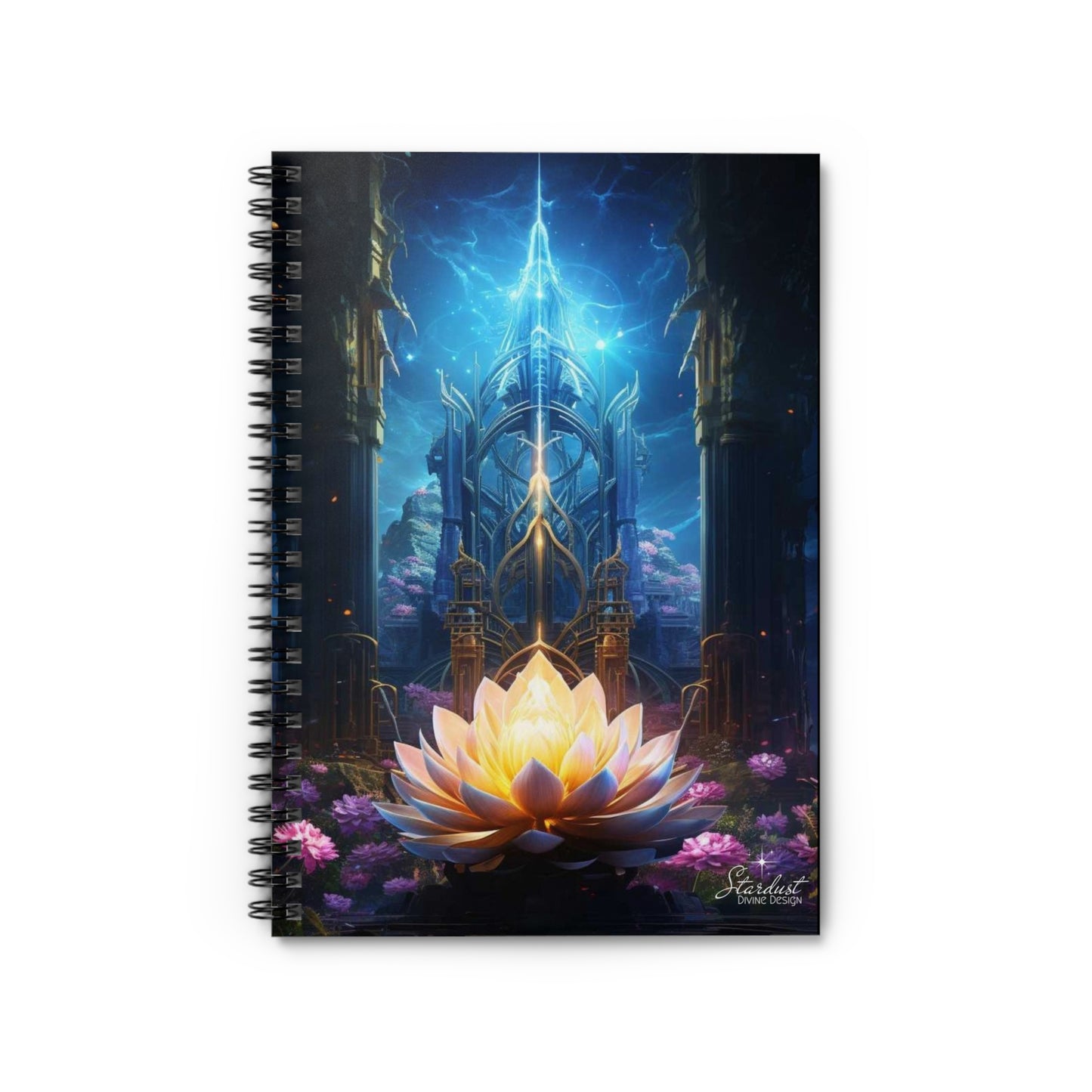 Lotus Spiral Notebook - Ruled Line - Stardust Divine Design