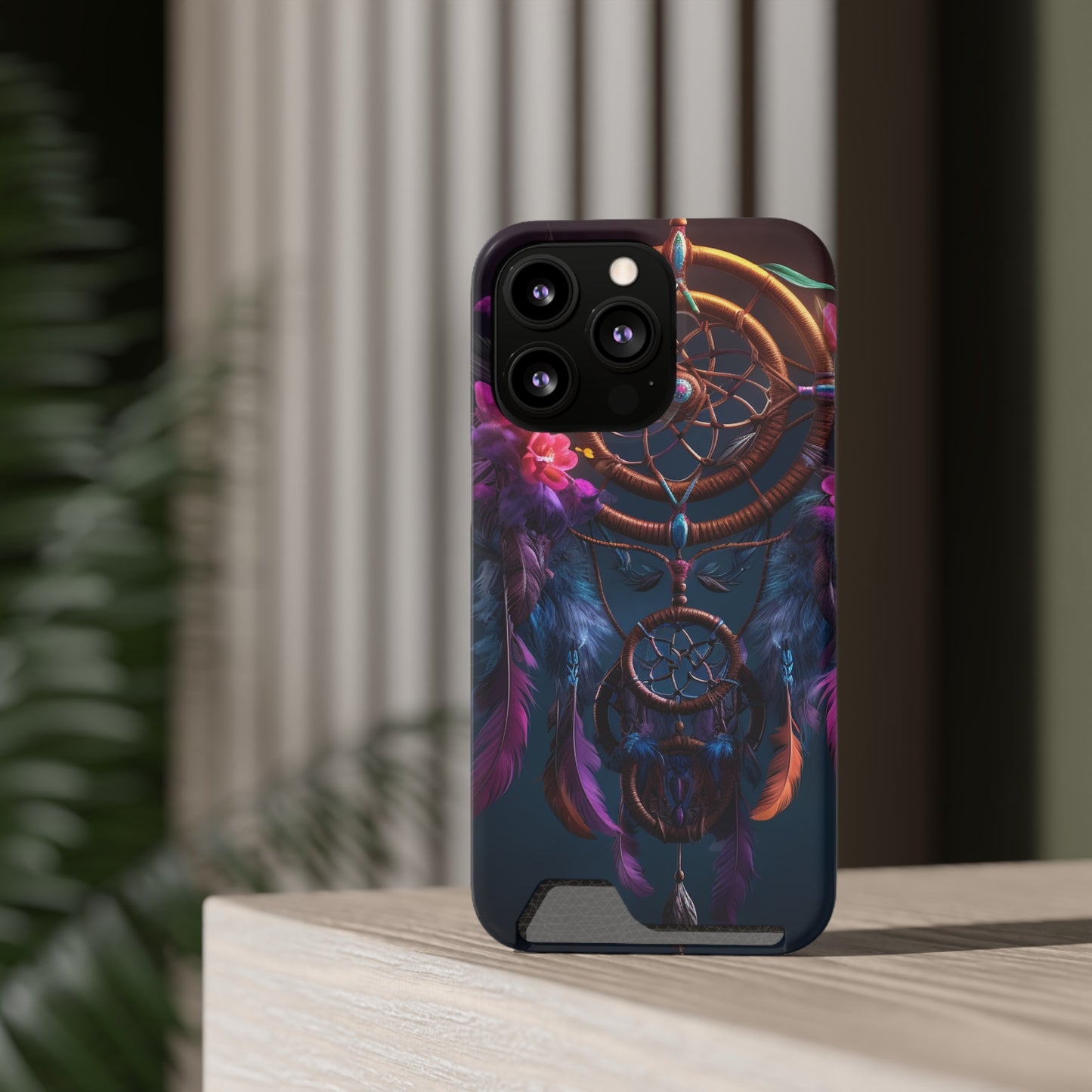 Dreamcatcher Phone Case With Card Holder - Stardust Divine Design