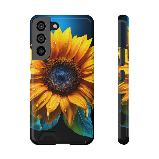 Stardust Divine Design Sunflower Phone Case With Card Holder