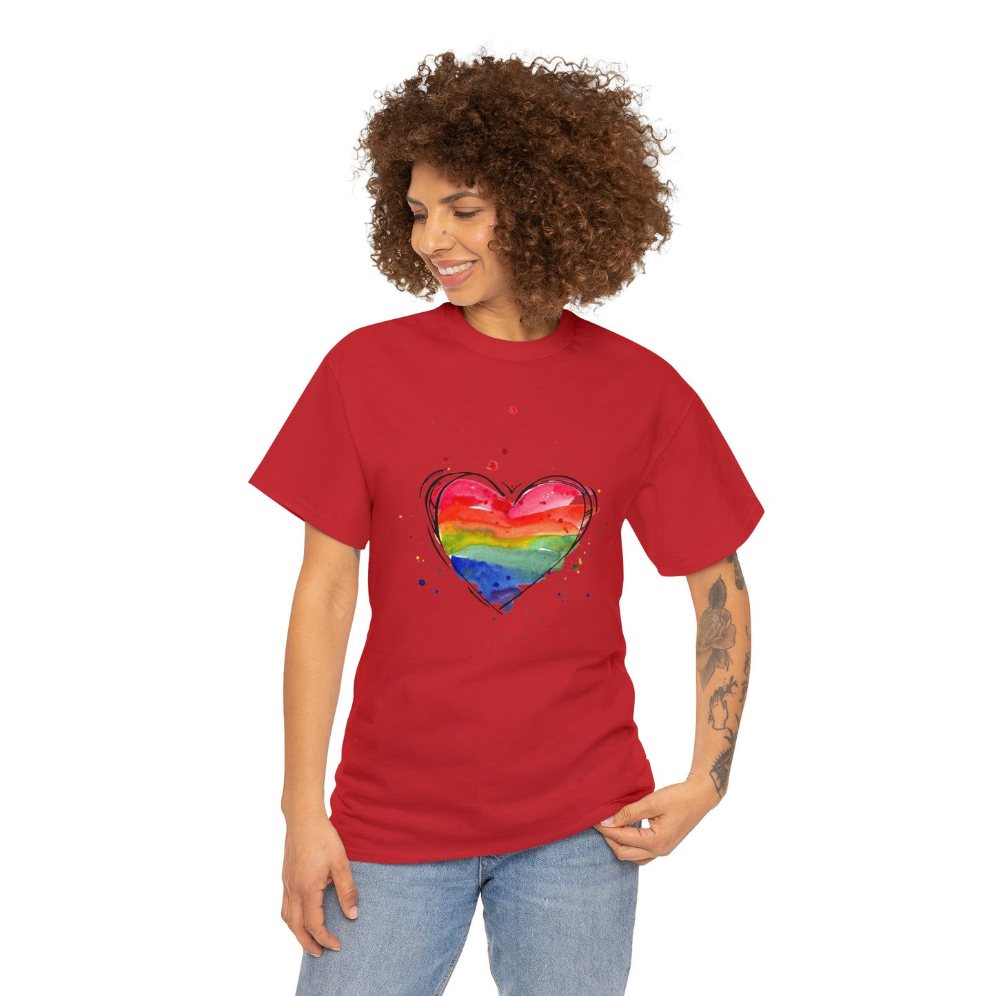 Rainbow Heart Unisex Heavy Cotton Tee