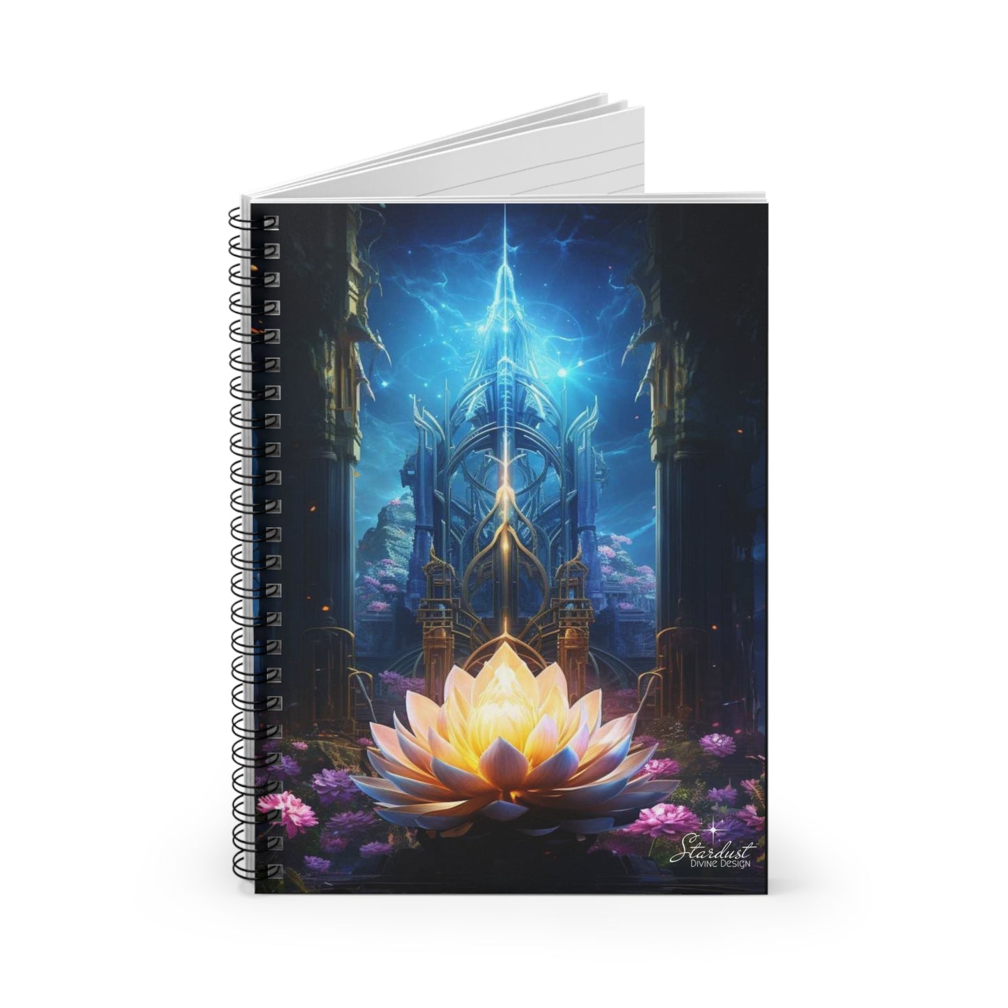 Lotus Spiral Notebook - Ruled Line - Stardust Divine Design