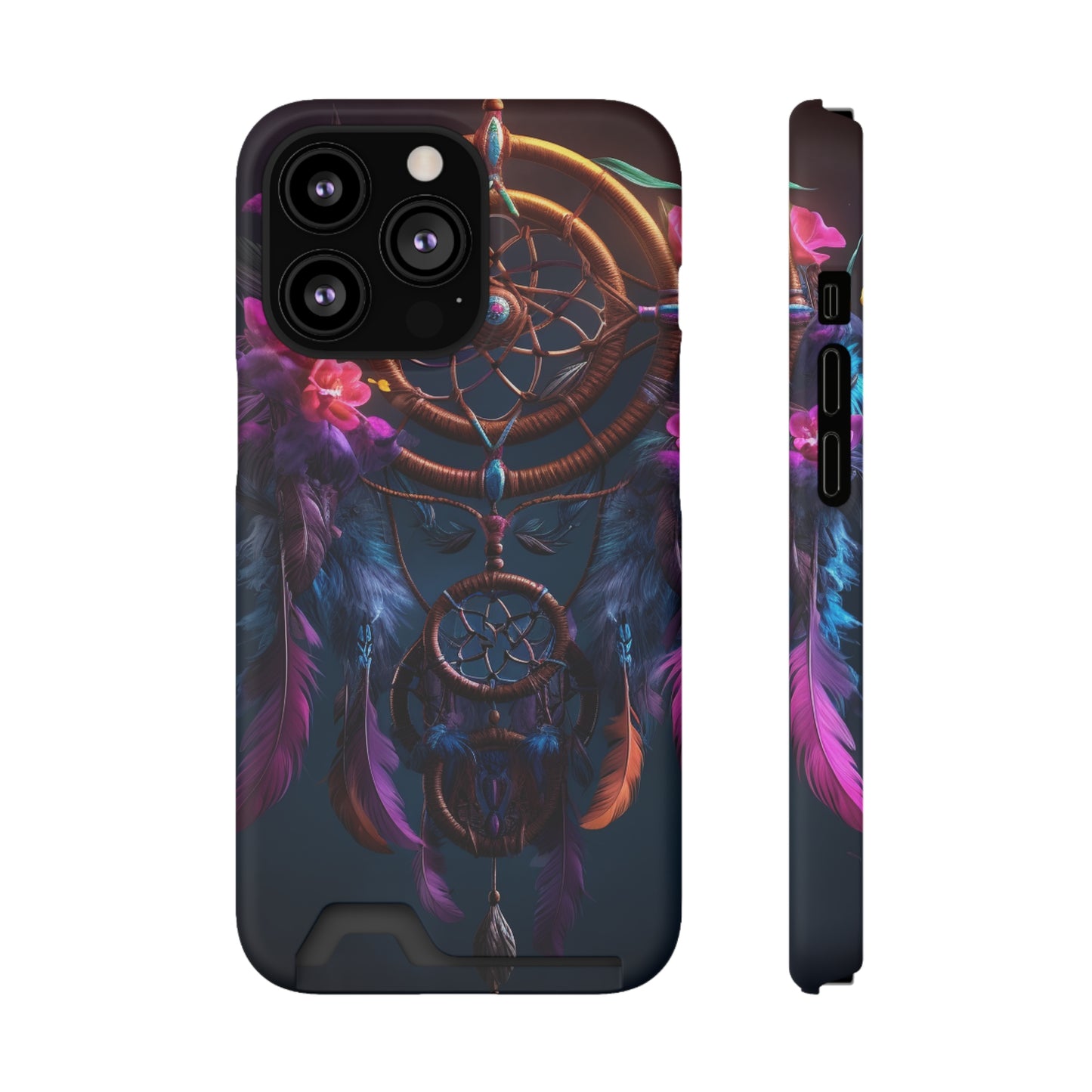 Dreamcatcher Phone Case With Card Holder - Stardust Divine Design