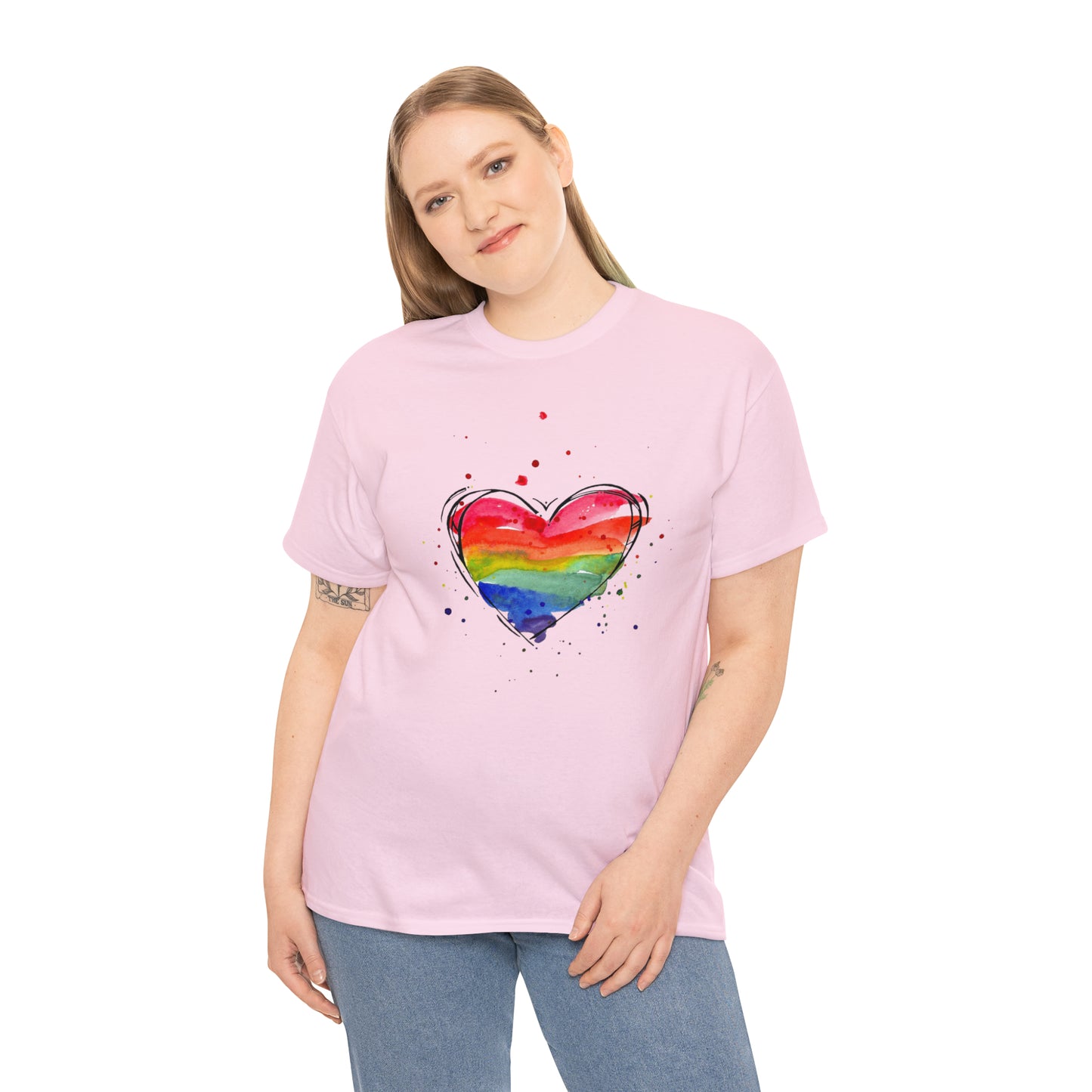 Rainbow Heart Unisex Heavy Cotton Tee