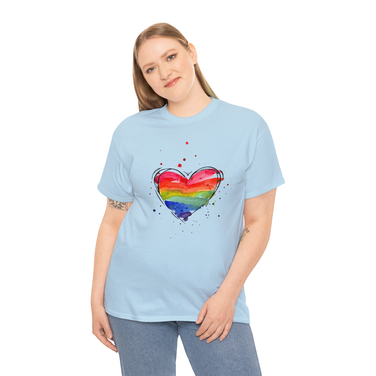 Rainbow Heart Unisex Heavy Cotton Tee