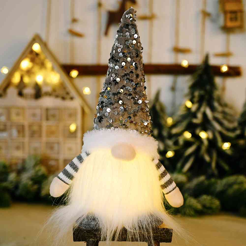 Sequin Light-Up Faceless Gnome